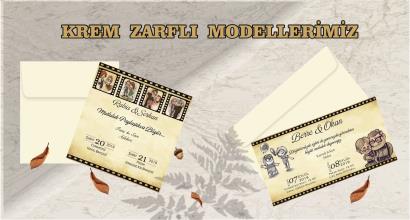 krem zarflı davetiyeler 